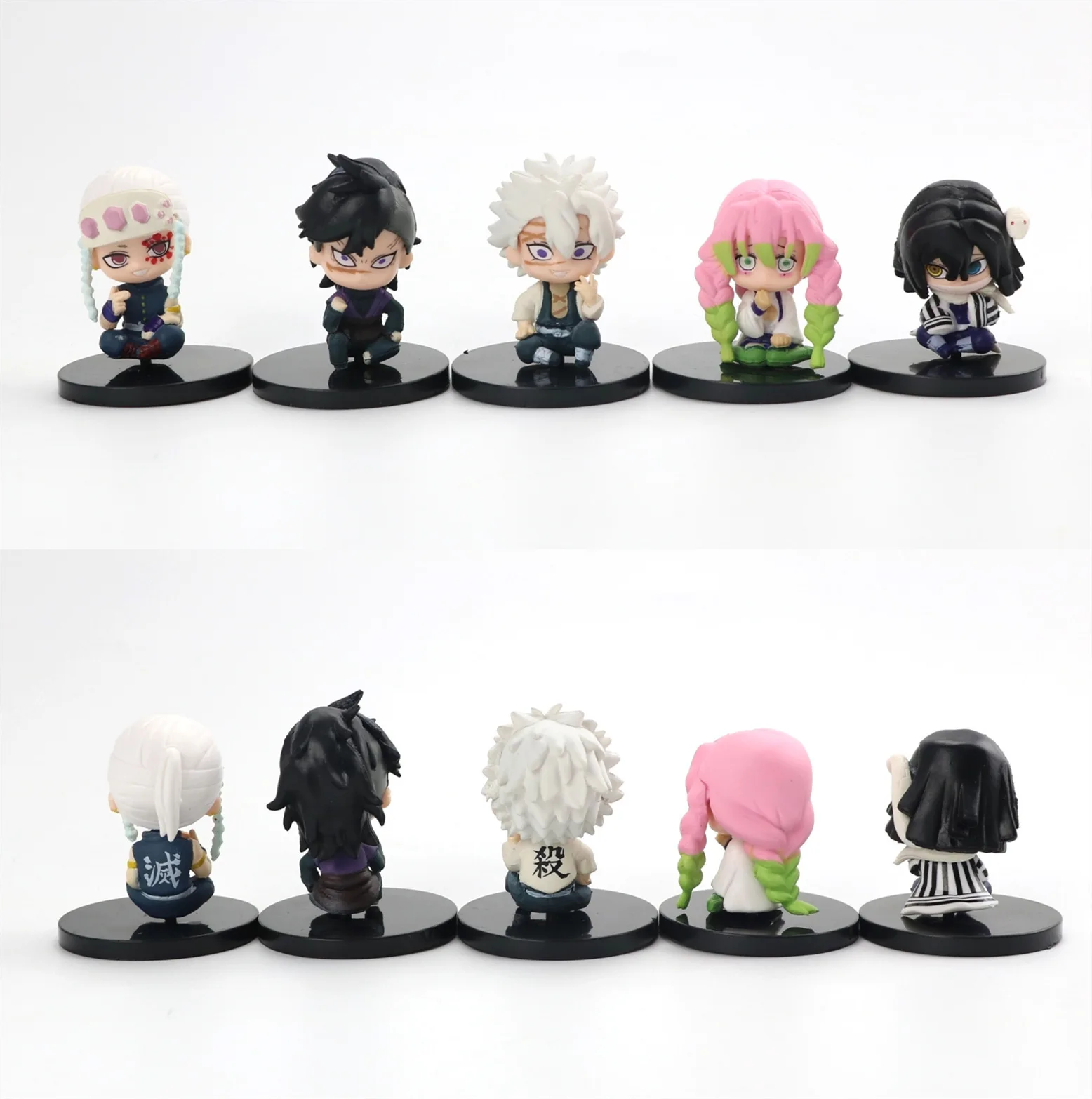 Boxed 15pcs/set Anime Demon Slayer Q Version kawaii Mini Sitting posture Action Figure PVC Model Car ornaments doll Toy Gift