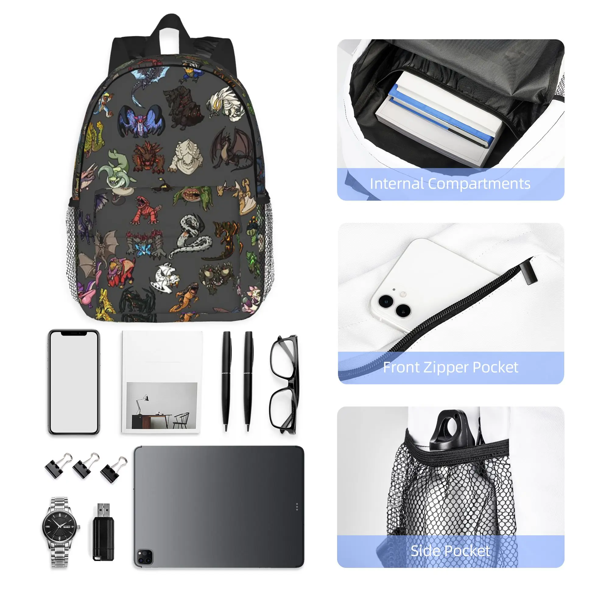 Monster Hunter Backpack Hot Sale Daypack Large Capacity Boys Girls BookBag Shoulder Bags for Men Women School Bag