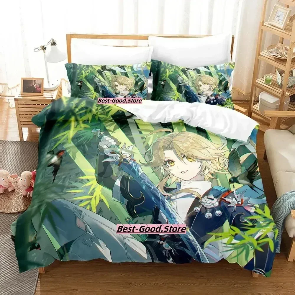 

Kawaii Honkai Star Rail three-piece Bedding Set Duvet Cover Sheet Printed Pillowcase Bed Full Queen King Size Comforter Bedroom