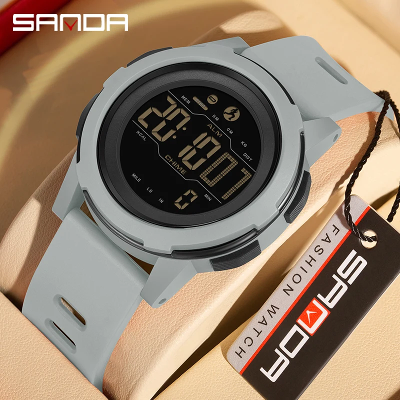 SANDA 2024 Top LED digital Sports Passometer Calories 50M Waterproof Smart Watch Military Wristwatch Electron Men\'s Watches 2189