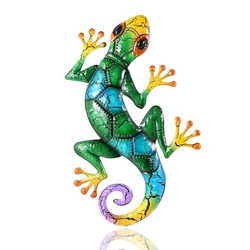 1Pc Metal Gecko Lizard Wall Art Dekoracyjna Do Domu Ogród Zewnętrzne Statuetki Rzeźby Zwierzęta Patio Trawnik Podwórko Sztuka Ścienna I Ogrodzenie