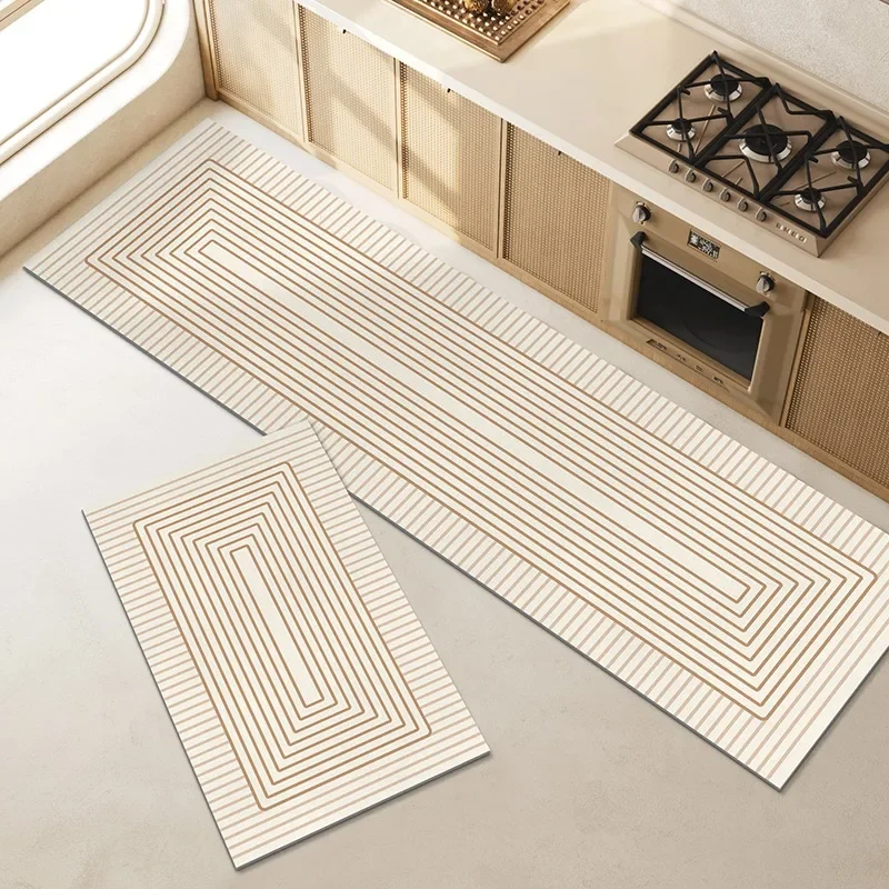 

Kitchen Floor Mat Non-slip Waterproof Carpet Pvc Leather Oil-proof Rug Home Decoration Long Strip Modern Wipeable Foot Mats