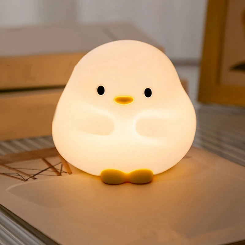 Duck Night Light, Cute Duck Lamp,Squishy Silicone Nightlight With 30 Minutes Timer, Rechargeable Bedside Lamp With Touch Durable