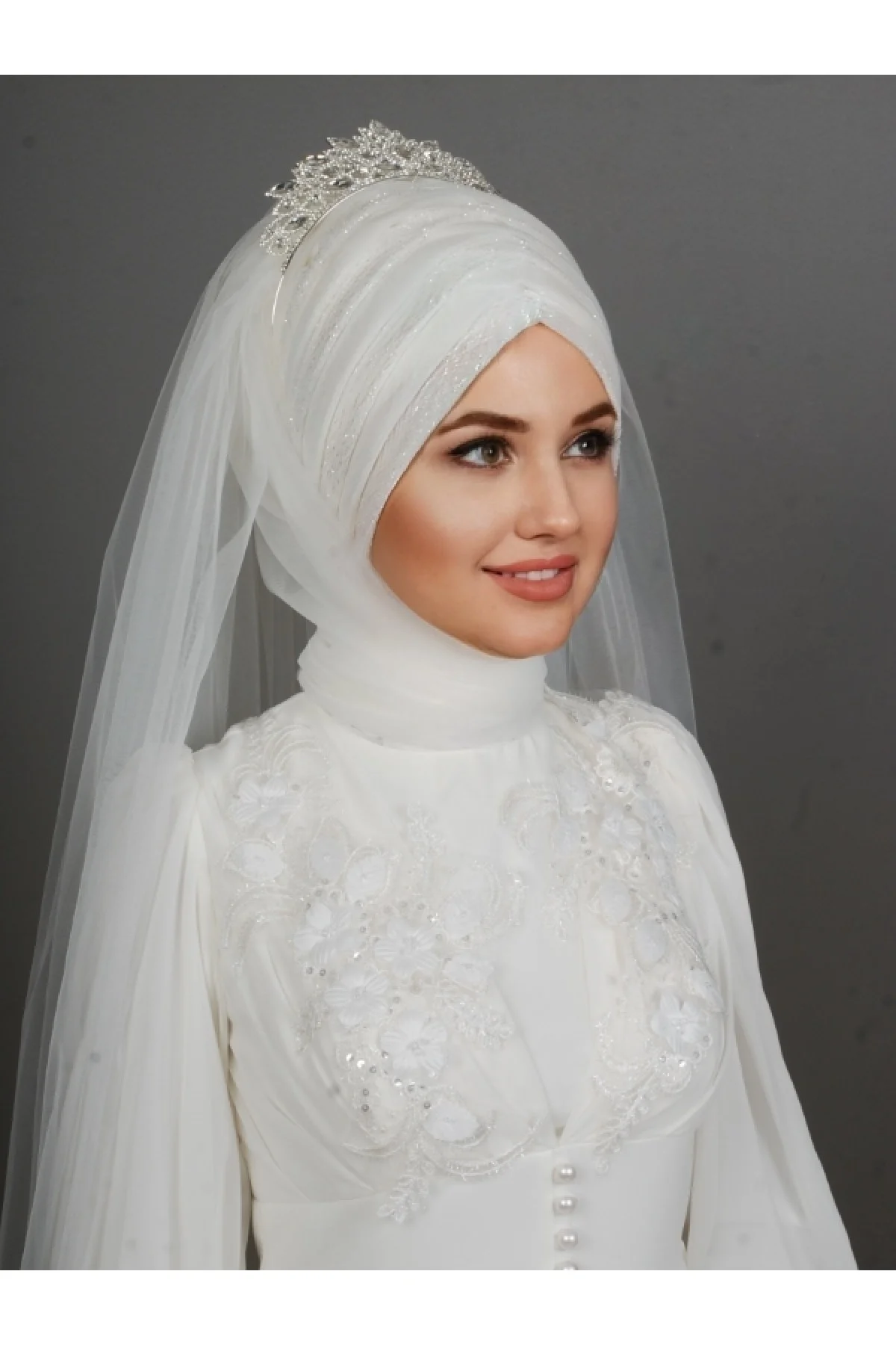 Yasmin SHE Bridal Veil & Turban Ecru Color Muslim 2023 Marriage Bridesmaid Hijabs