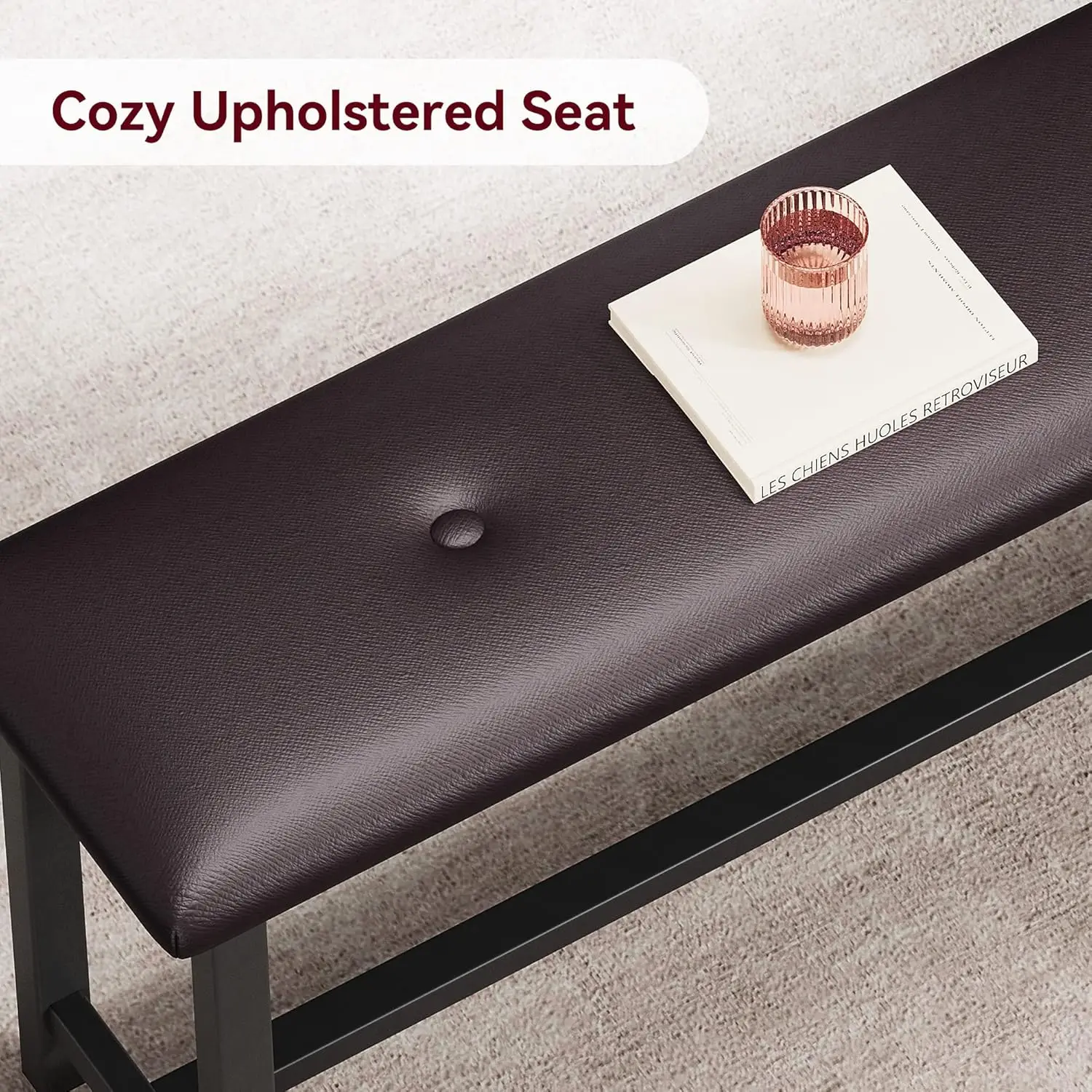 طقم طاولة طعام بني لـ 4 أشخاص، طقم طاولة غرفة طعام مستطيلة مع مقاعد منجدة، 3 قطع/مجموعة طاولة مطبخ، شقة منزلية