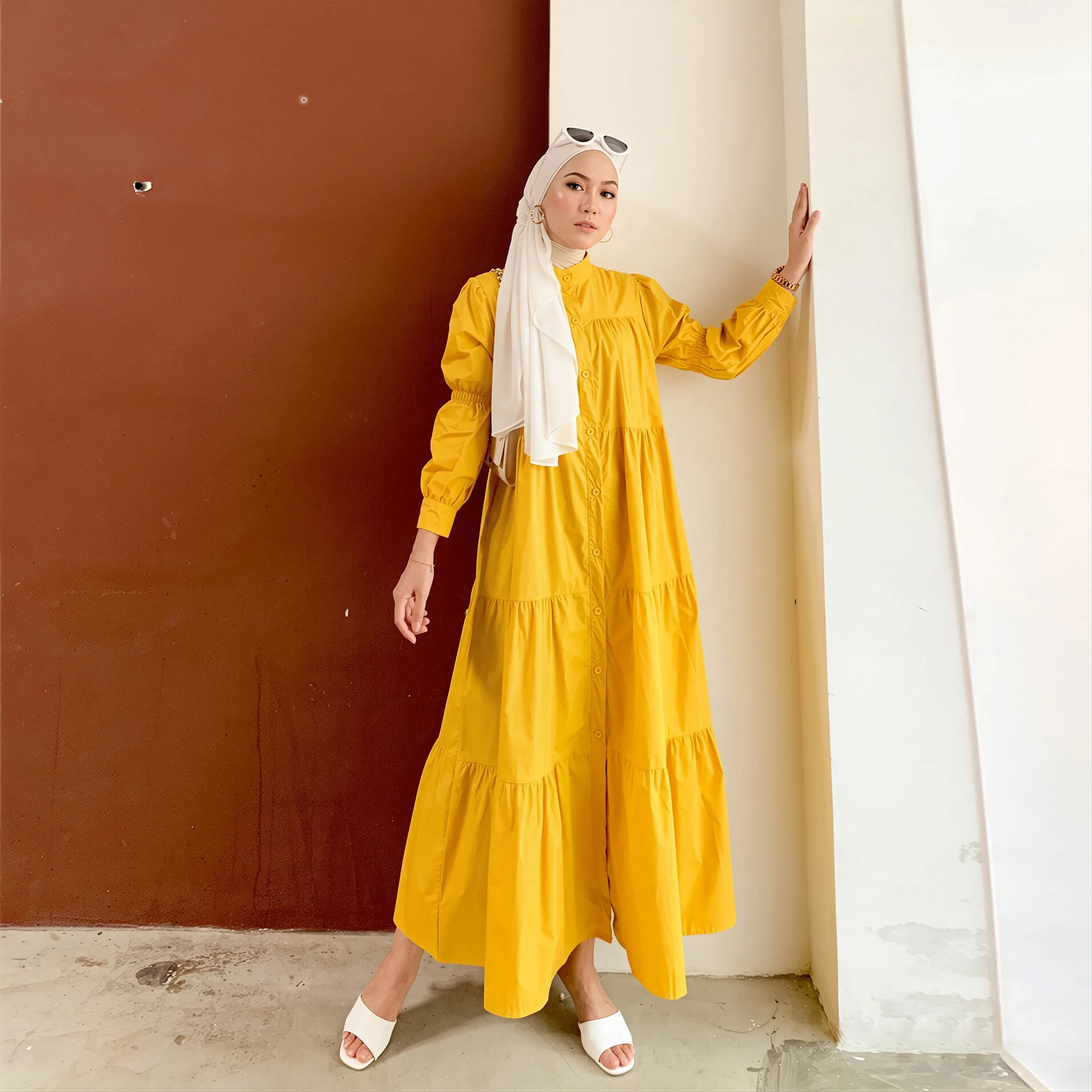 

Dress Women Solid Color Cotton Dresses Spring Summer Loose Casual Maxi Evening Gown