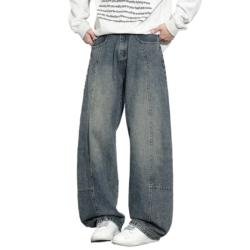 

Men's Trendy Jeans All-Season Cotton Blend Loose Saber-Leg Pants - Fashionable Minimalist Versatile Casual Denim Trousers S-3XL