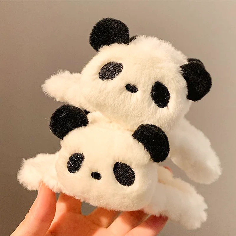 Winter Cute Chinese Huahua Panda Plush Hair Claw Large Cartoon White Girl Shark Hair Clip