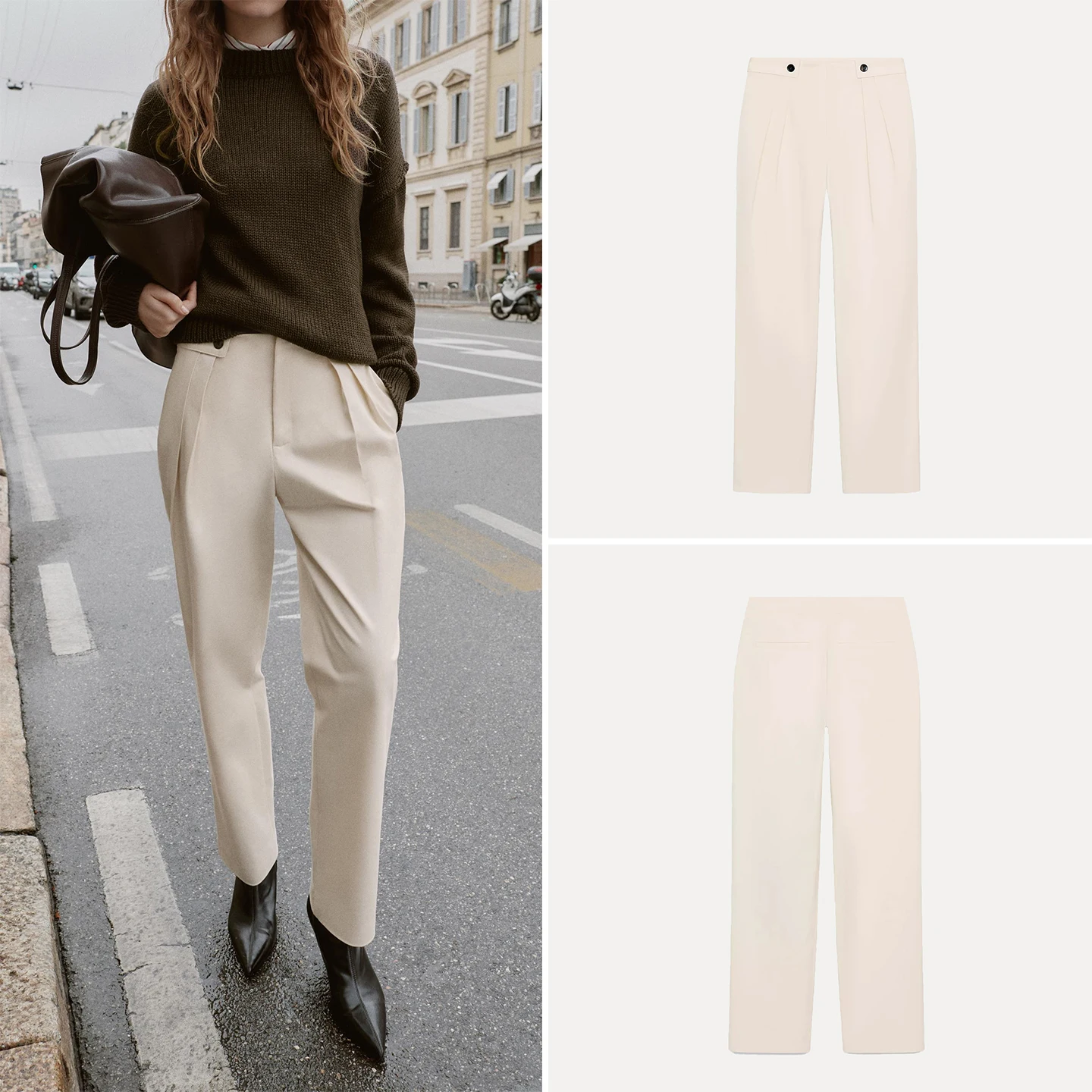 Autumn 2025 Women's Faion Personali Waist Button Cuffed Pants Casual Slim Fit l Waist Other Material Ladies Trousers