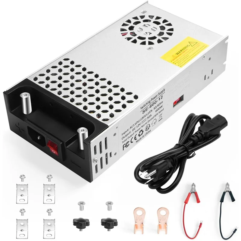 

ABJO-Converter 12V 600W 50A DC Switch Transformer For RV,Pump,LED Strip,LCD Monitor US Plug