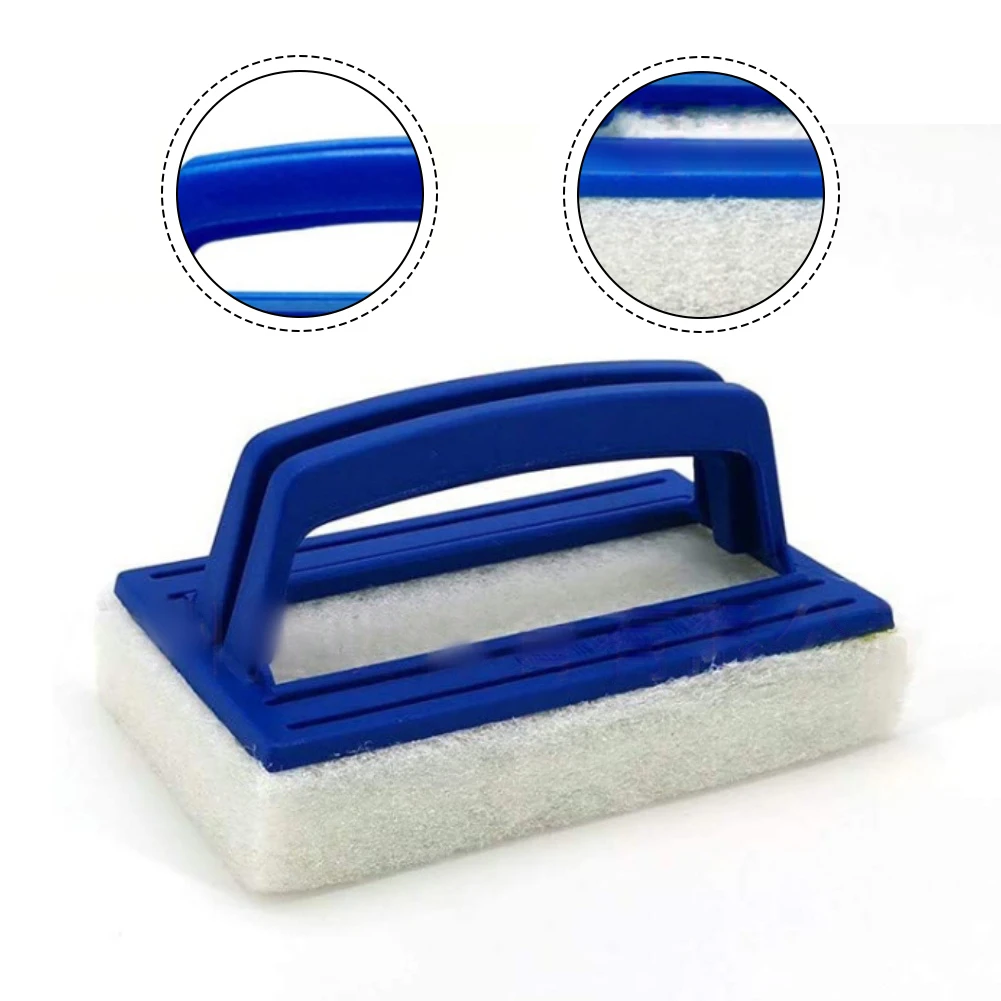 HandHeld Pool Scrub Brush 2 Pack with Dual Purpose Scrubbing Sponge Pads for Pool Tiles and Household Surfaces