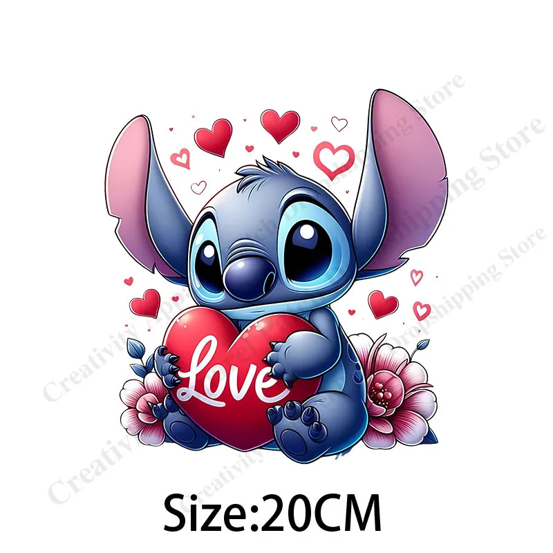 Cartoon Lilo &Stitch Applique Iron-On Transfers for Clothing Stickers Patches on Clothes Thermal Heat Transfer for Kids Clothes