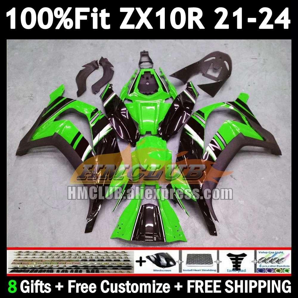 Injection Body For KAWASAKI NINJA ZX-10R ZX 10R 10 R 2021 2022 green black 2023 2024 172No.138 ZX1000 ZX10R 21 22 23 24 Fairing