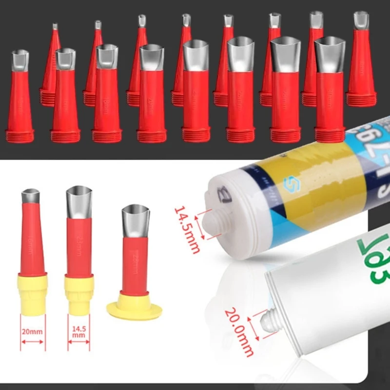  Professional Silicone Caulking Nozzle Applicator 16Nozzles 6Bases Rustproof Tool For Sink Window Bathroom Sealing