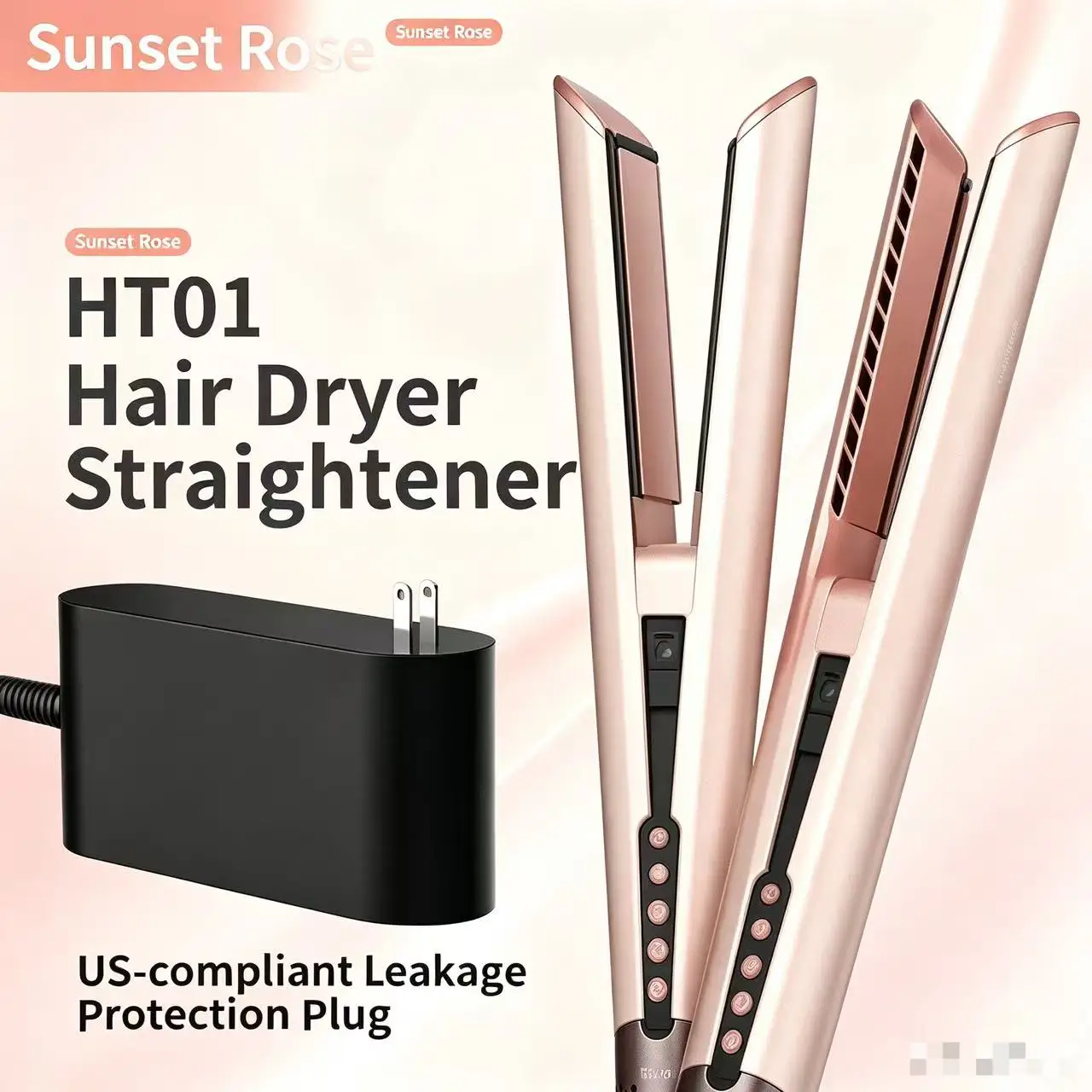 Leakage Protection 2-in-1 Hair Straightener Dryer Continuous Hair Care Lightweight Dual-Purpose Dry Wet Automatic Sensing