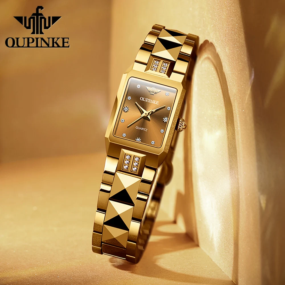 OUPINKE Women's Luxury Watch Original Deep Waterproof Diamond Tungsten Steel Watch Quartz Women Watch Gift Reloj Para Mmujer