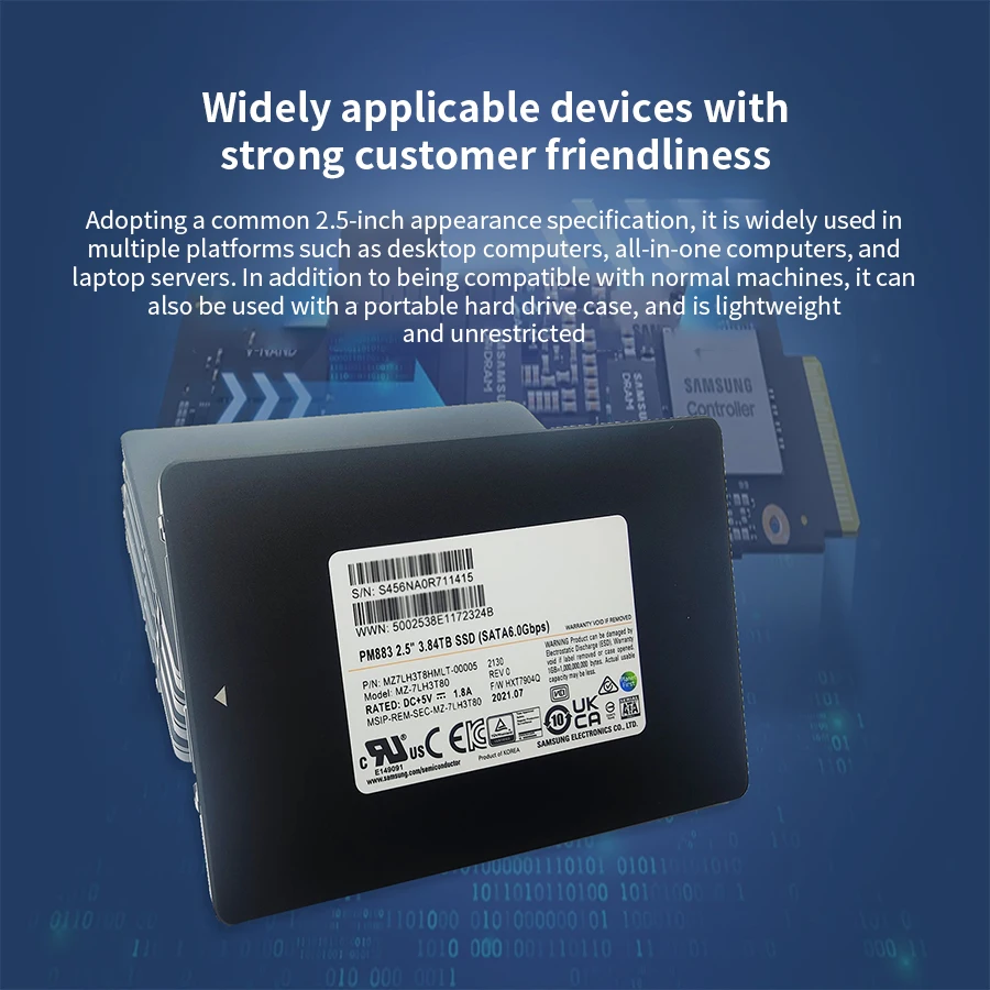 SAMSUNG SSD PM883 Enterprise Grade Storage Internal Solid State Disk HDD Hard Drive 2.5" 960GB SATA 6Gb/s High Performance SSD