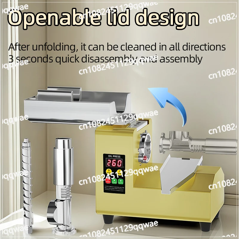 Cold/Hot Press Oil Machine, Automatic Electric Oil Press for Home Use, Extractor for Peanut/Sesame/Coconut/Olive Stainless Steel