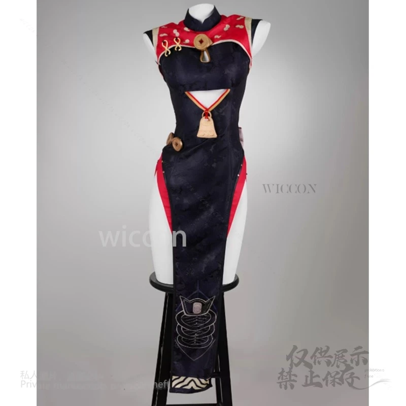 أزياء سويتي التأثيرية الأنيقة فستان شيونغسام نظارات دعائم المروحة لعبة Zenless Zone Zero شعر مستعار للنساء والفتيات لحفلات الهالوين