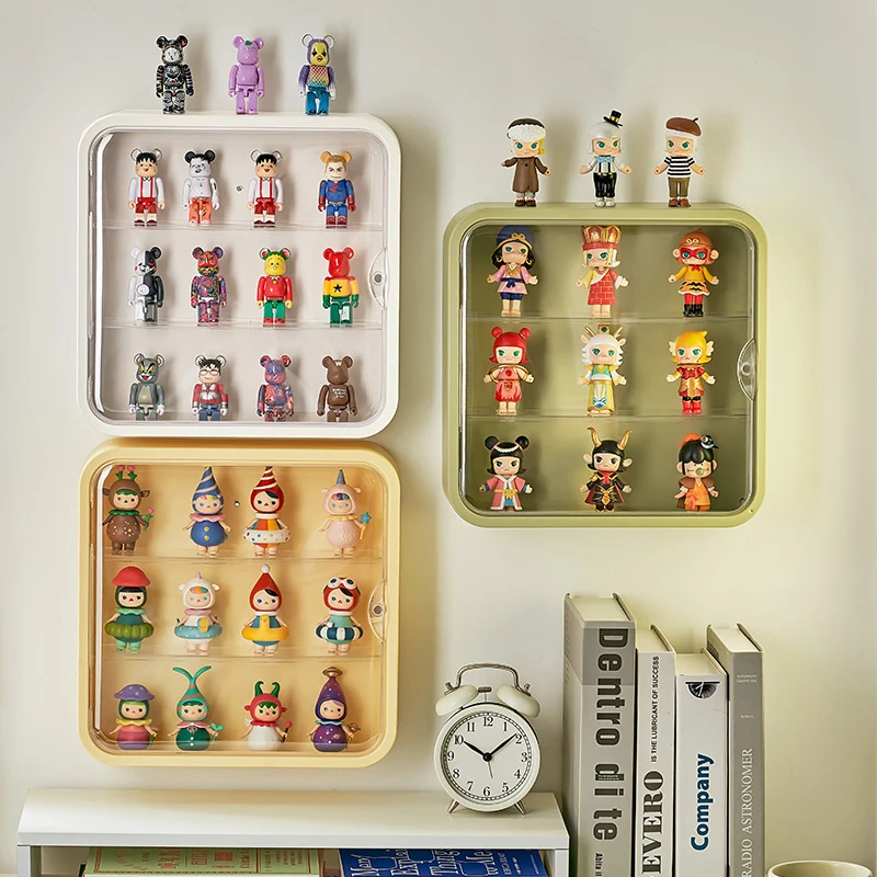 Blind-Box-Aufbewahrungs- und Präsentationsregal, wandmontiert, Spielzeug- und Puppen-Vitrine, staubdichter Wand-Handschrank, Puppenschrank