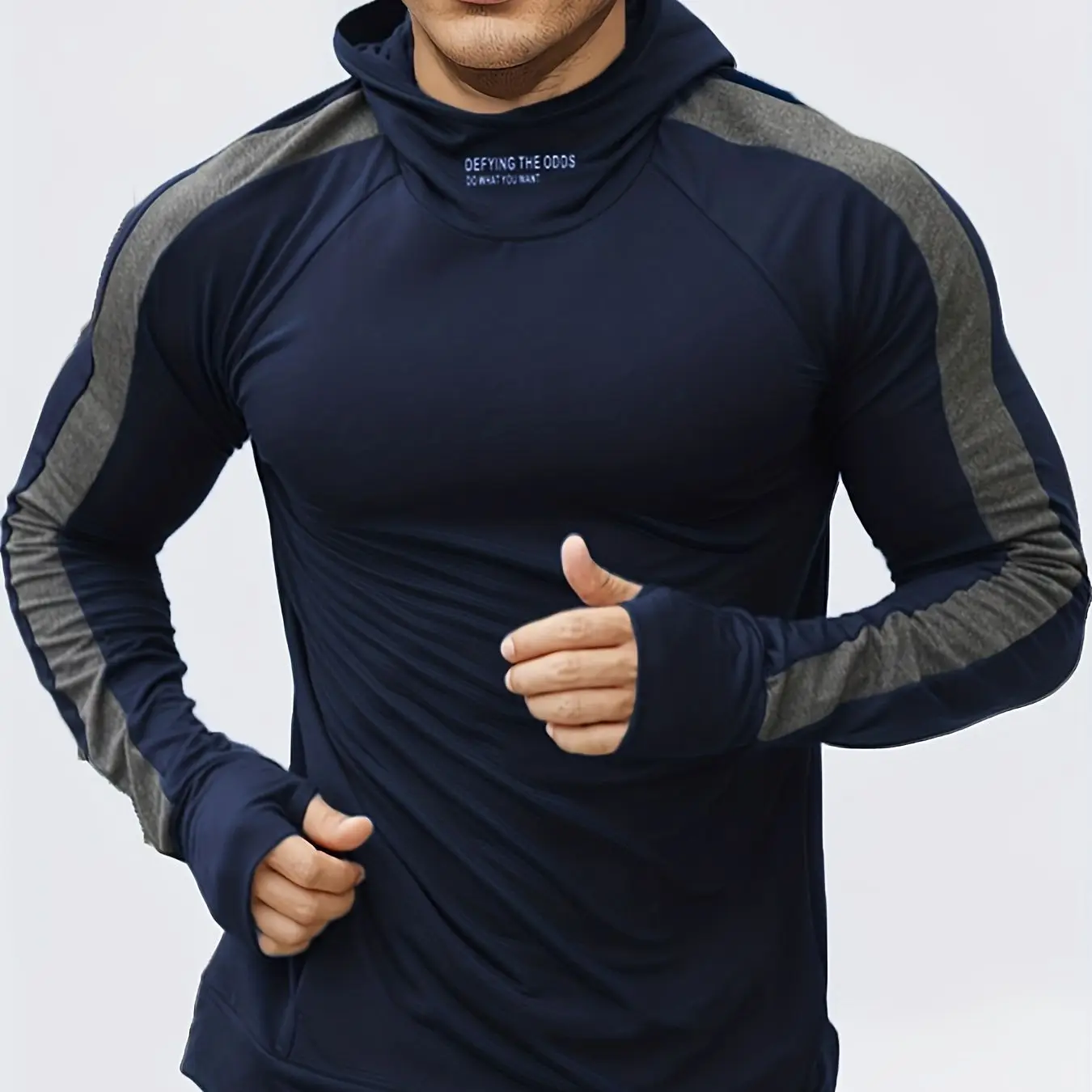 

Men's Sports Hooded Quick-drying Breathable Cool Tight Outdoor Fitness Long-sleeved T-shirt