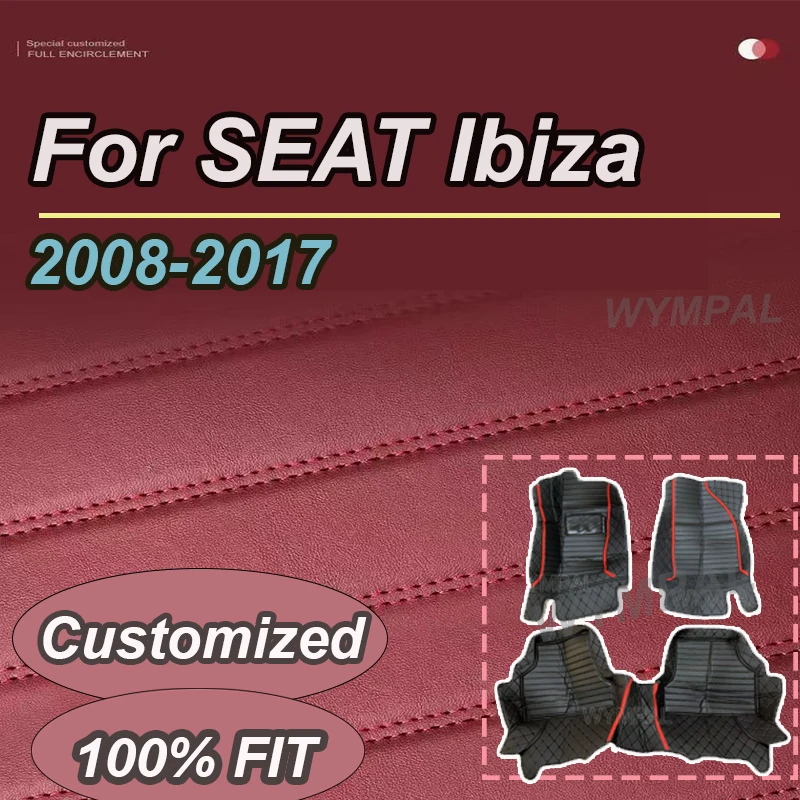 

LUXURY Car Floor Mats For SEAT Ibiza 6J 6P MK4 2008~2017 Waterproof Rugs Durable Carpets Luxury Leather Mat Car Accessories 2009