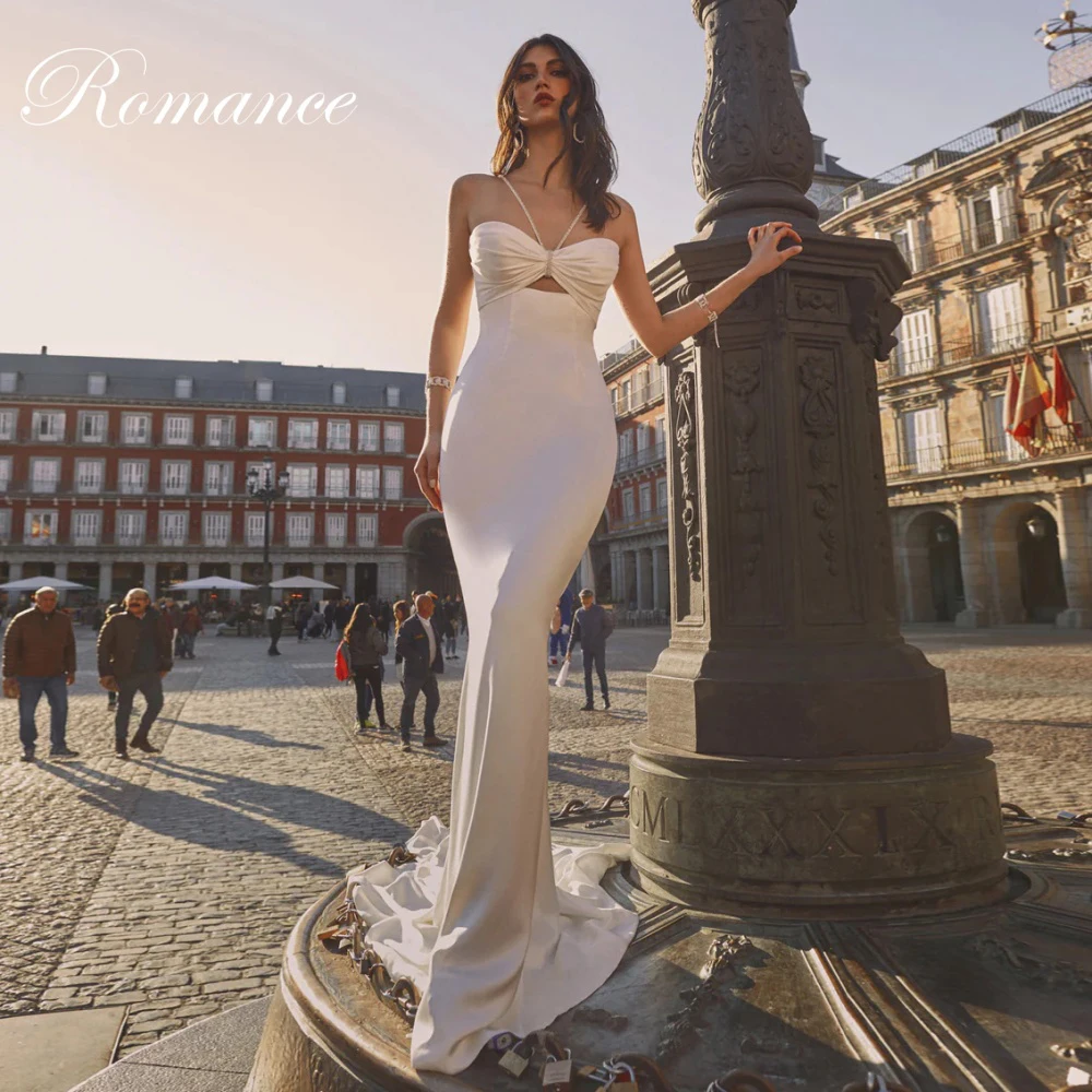 

Elegant Pleat Sweetheart Mermaid Wedding Dress Spaghetti Straps Open Back Sleeveless Bridal Gown Vestidos De Novia Customized