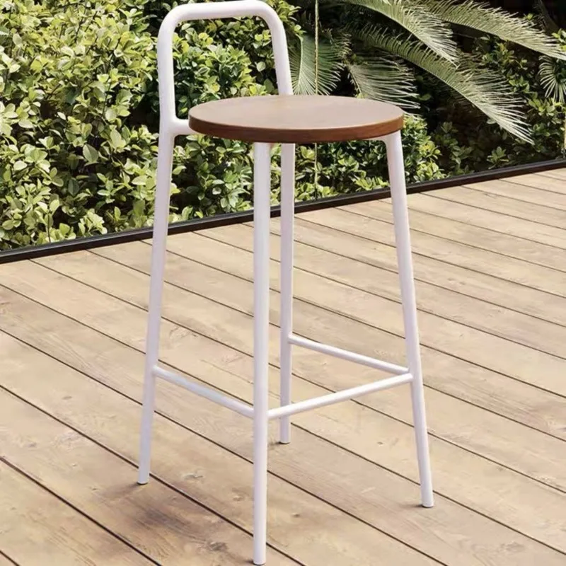 Nordic modern tall stool simple light luxury designer outdoor garden back chair home restaurant colourful wood counter bar stool