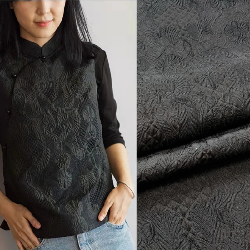 

Embossed Dark Pattern Jacquard Brocade Fabric Chinese Style Three-dimensional Cheongsam Vest Tang Suit Advanced Custom Material