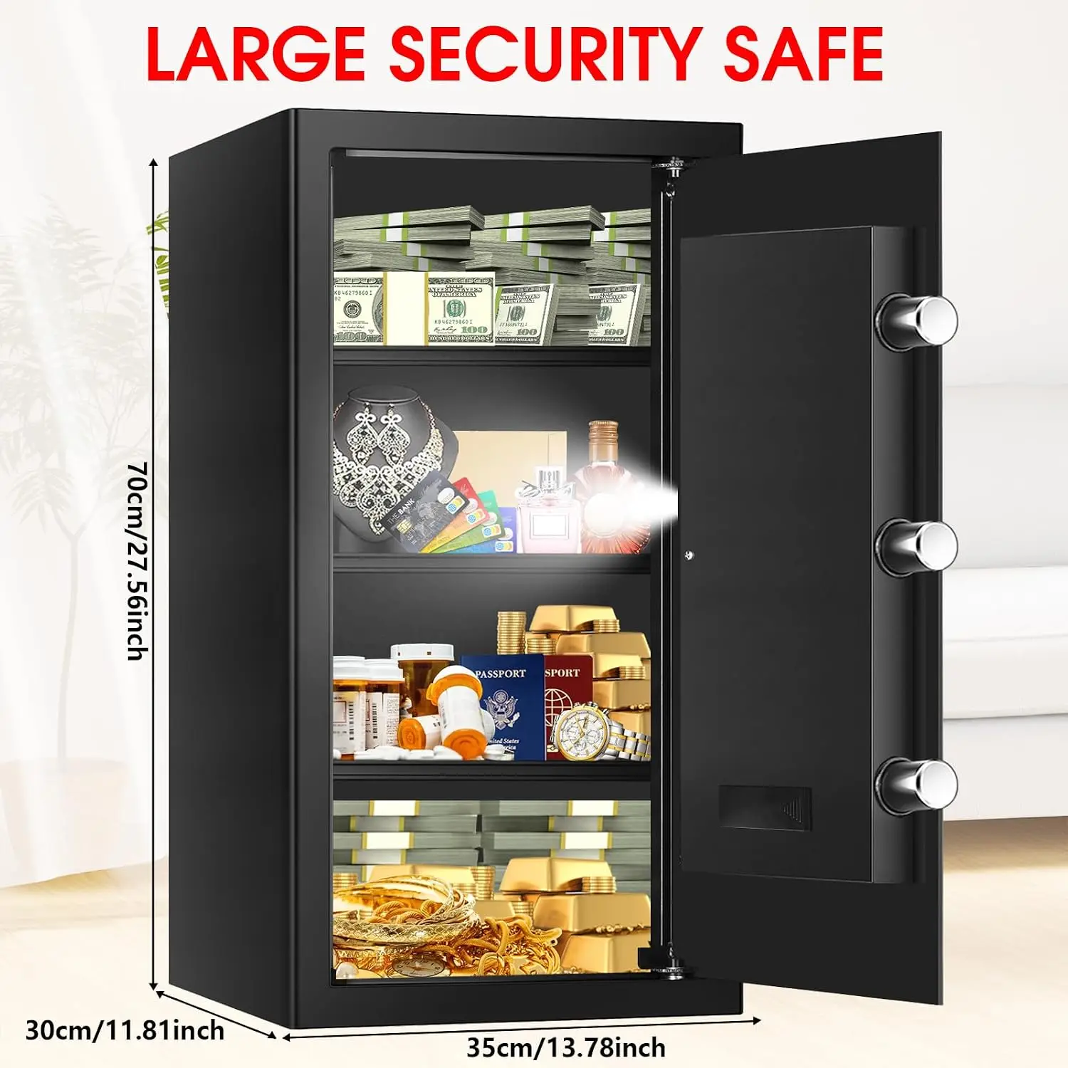 Fire Proof Safe for Home Documents, Safe Box Fireproof Waterproof with Electronic Keypad, Spare Keys and Alert System, Digital H