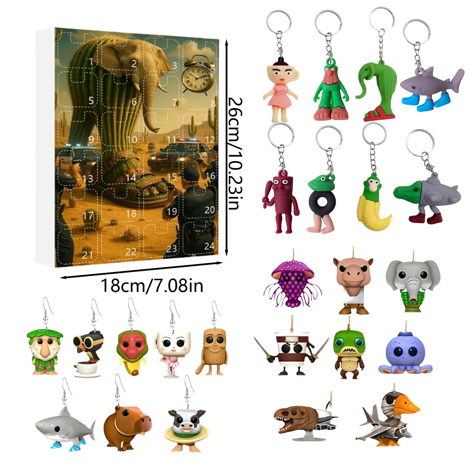 تقويم القدوم الإيطالي Brainrot Shimpanzini Bananini Tung Sahur Tralalelo Tralala XMAS العد التنازلي تقويم القدوم هدية 24 يومًا