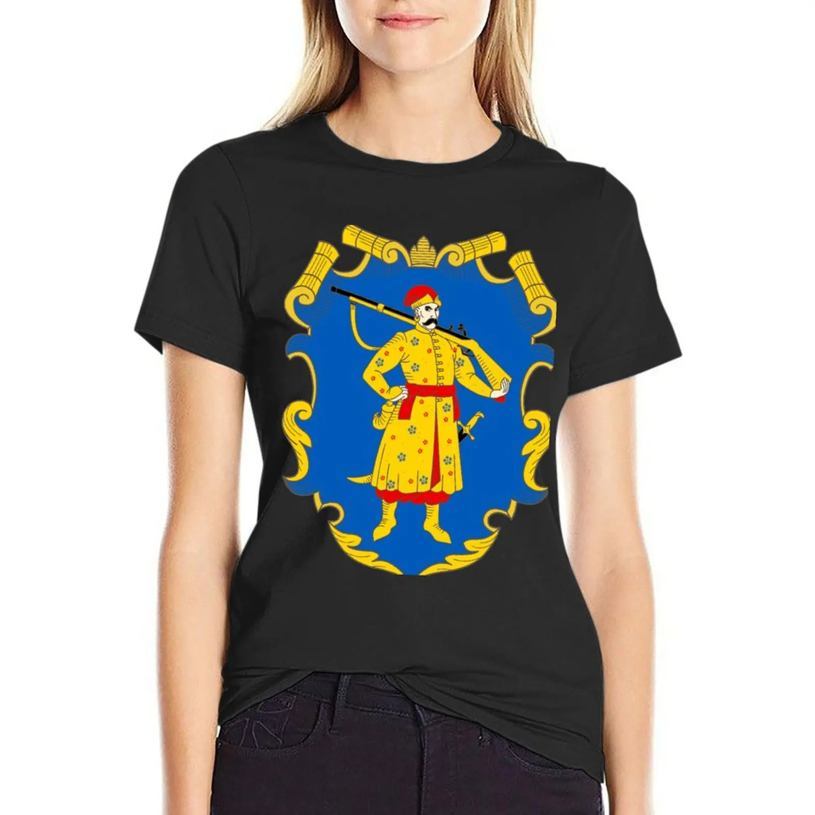 

Zaporozhian Host Coat of Arms T-Shirt Blouse customizeds Women clothing