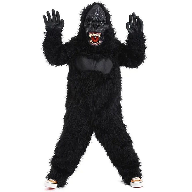 Halloween Black Orangutans Cosplay Costume Mascot Gorilla Ape Simian Carnival Adult Kids King Kong Strong Chimpanzee Jumpsuit - view 4