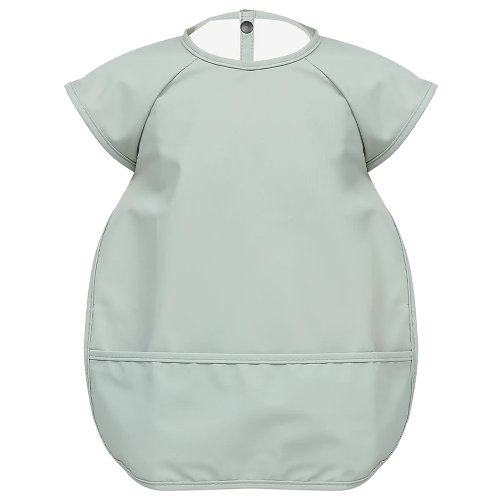 

Детский нагрудник без рукавов, водонепроницаемый фартук из искусственной кожи, устойчивый к пятнам карман для остатков еды, детская школа, подготовка в детском саду