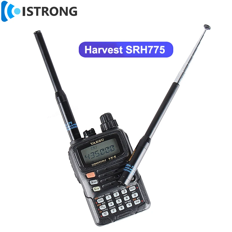 

Original Harvest SRH775 Telescopic Rod Antenna Walkie Talkie Handheld Radio Antenna 144/430MH U/V Dual Band Long Range Amplifier