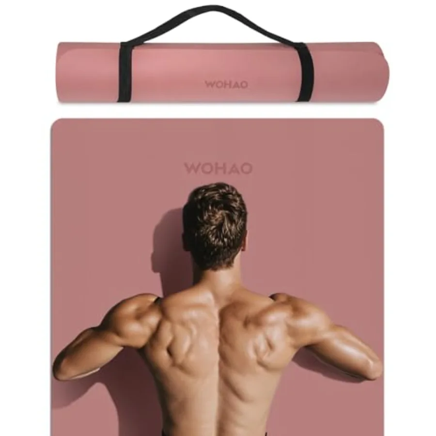 

Очень широкий и толстый коврик для йоги 8 мм, 72x31.5 дюйма, большой нескользящий коврик для упражнений из премиального материала POE для превосходной амортизации и устойчивости, с S-образным узором.