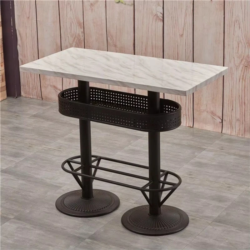 Vintage tall bar table with faux marble top for bars and cafes