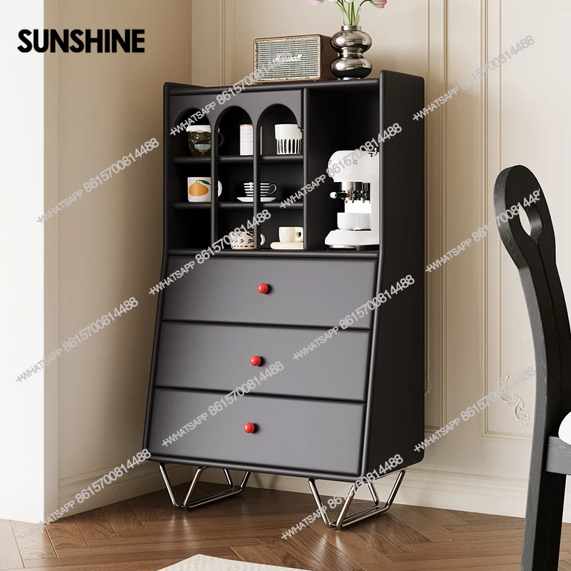 Light luxury solid wood living room small vertical cabinet storage cabinet room bedside table replacement rack