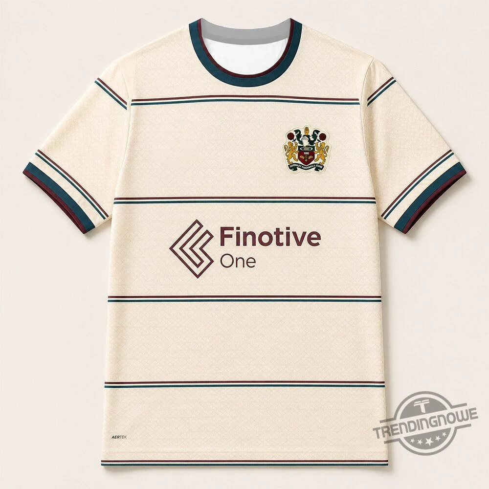 Creamy JJ Watt Burnley Football 2026/27 Jersey Shirt With Dark Horizontal Pinstripes Trendy Casual Sports Tee Family Matching