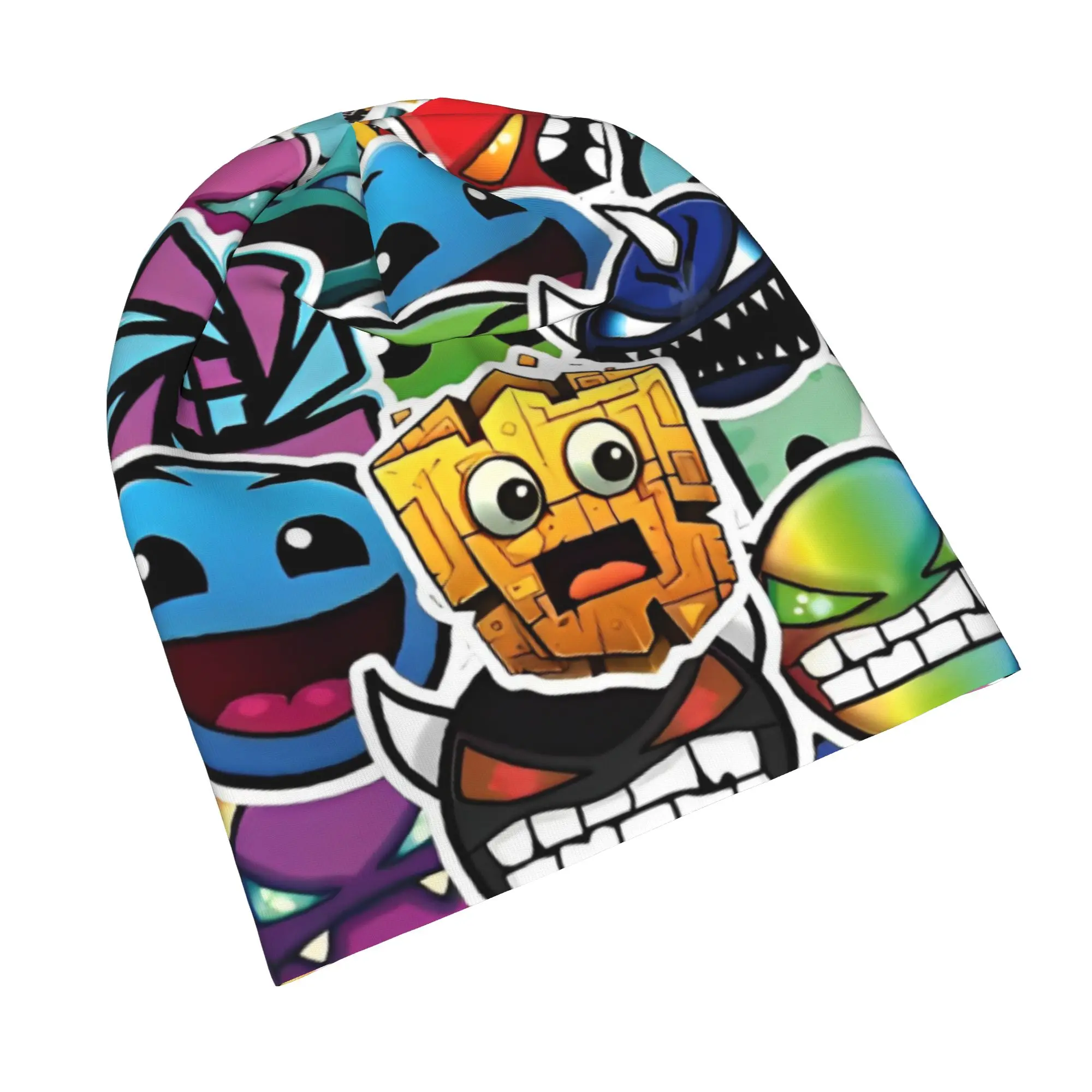 Geometry Cube Gaming Dash Bonnet Hat Goth Outdoor  Skullies Beanies Hats Men's Women's Warm Multifunction Cap