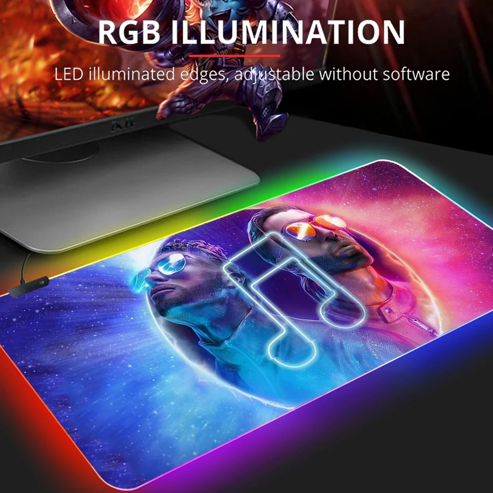 

PNL QLF Rapper Singer Large RGB Mouse Pad MousePad Oversized Laptop Keyboard Pad Table Mat for Playing Games Mousepad 90X30