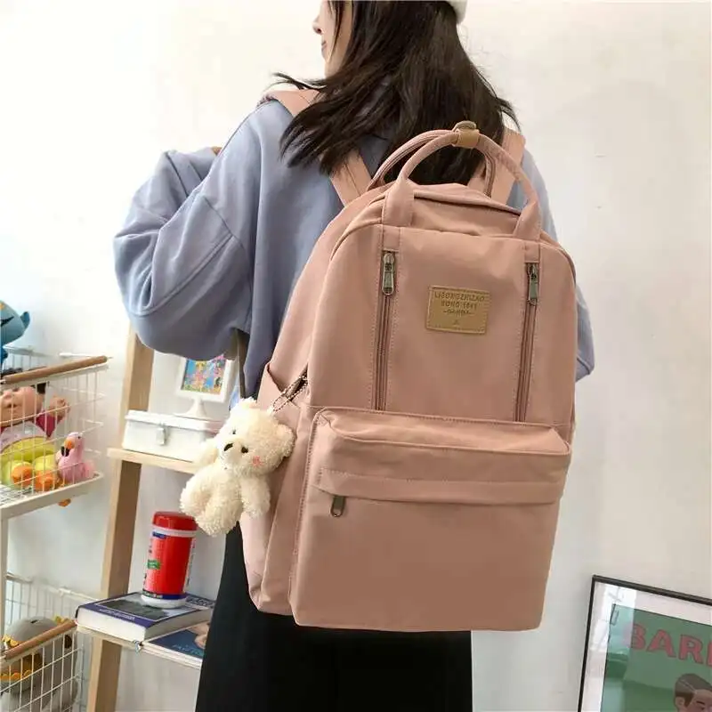 

Bag Women Backpack Teenager Shoulder Girls Laptop Backpack Korean Student Style Multifunction Double Zipper Schoolbag