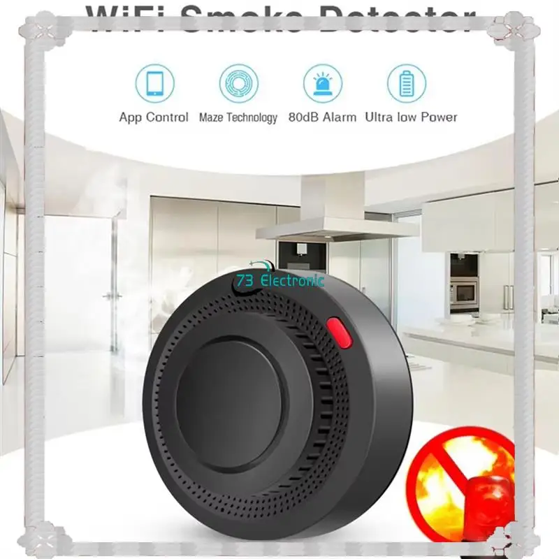 24-Stunden-Lieferung 6Pack Tuya Wifi Smart Rauch Sensor Smartlife APP Steuerung Rauch Alarm 80Db Auf Website Alarm für Alexa & Google Assi