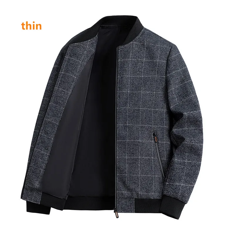 New Men'S Trend Spring Autumn Loose Fitting Korean Handsome Coat Winter Middle-Aged And Young Casual Versatile Plaid Jacket