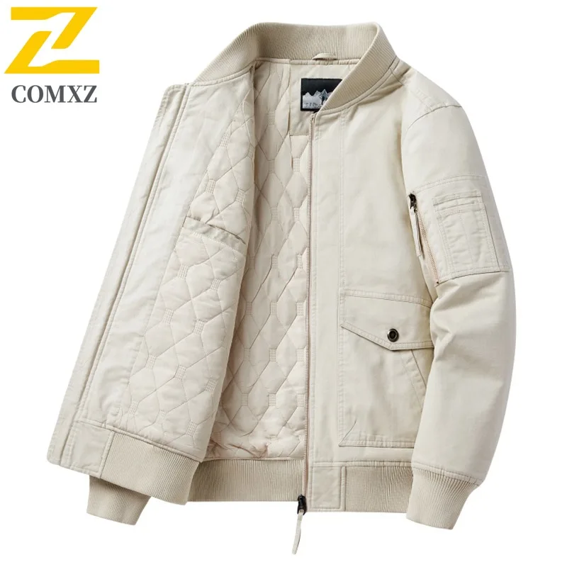 

COMXZ Мужская куртка высокого качества в американском стиле, мотоциклетное пальто, традиционный бейсбольный воротник, легкая, уютная осенняя новая верхняя одежда на молнии