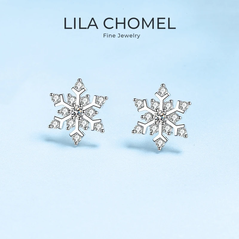 

Women Valentine's Day 18K White Gold Daughter Birthday Gift 0.72CT Moissanite Diamond Girl Friend PT950 Wife Snowflake Earrings