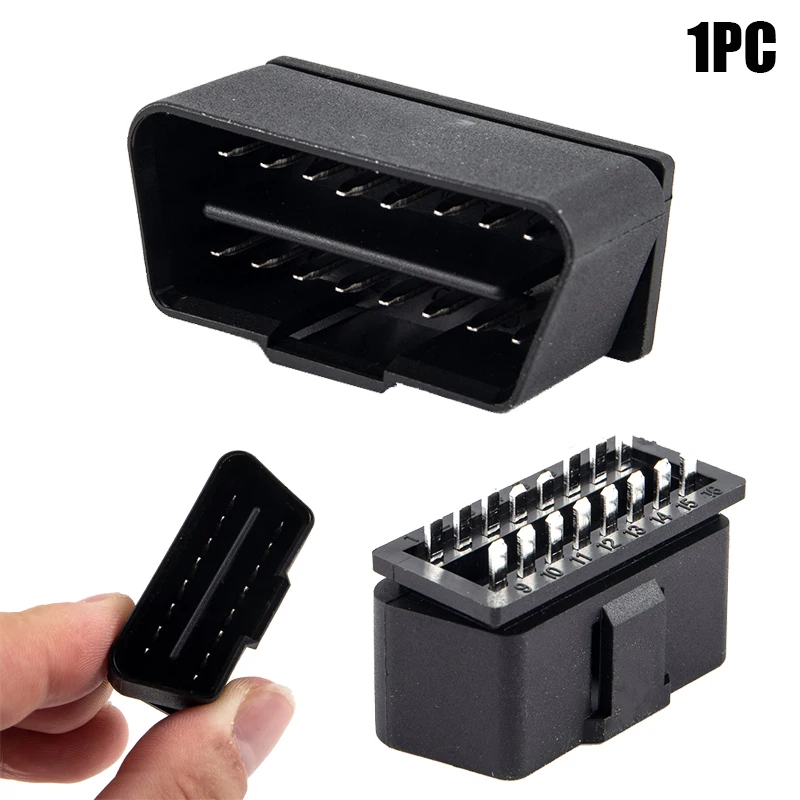 

1 шт. 16-контактный автомобильный черный разъем OBD2, адаптер для диагностики, штекер OBDII 12В