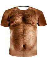 Men's 3D Belly Print T-Shirt Crew Neck Short Sleeve Regular Version Four Seasons Casual Streetwear Summer Light Fashion Top