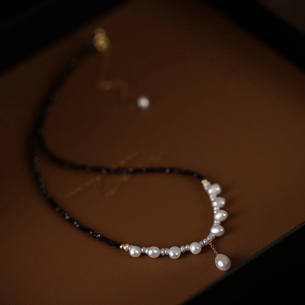 New Arrival Elegant Black Spinel Stone & Natural Freshwater Pearl 14K Gold Filled Female Pendant Necklace Jewelry Never Fade