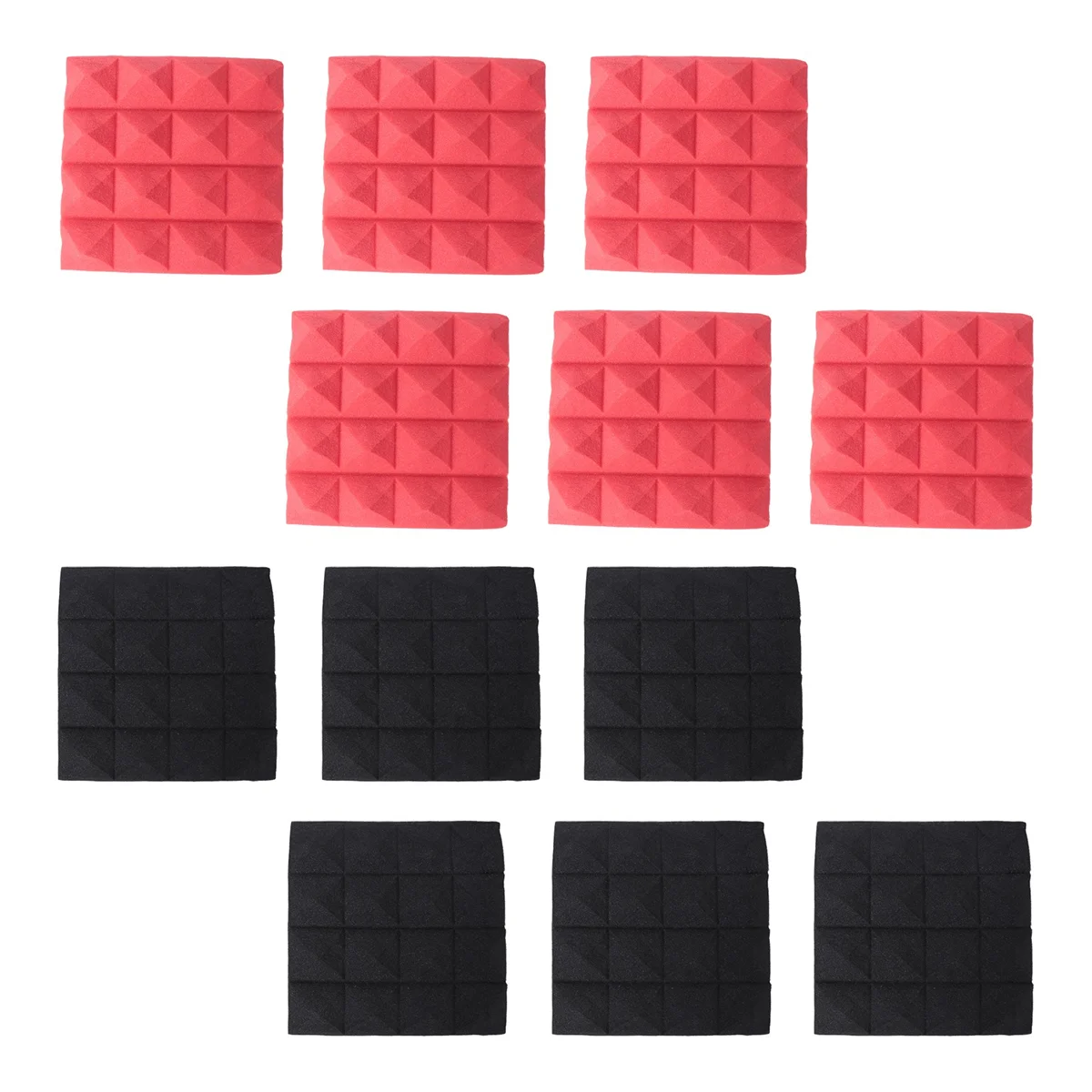 

B72A Charcoal Acoustic Foam Tiles Soundproofing Foam Panels Studio Sound Padding 2 x 10 x 10 Inch(Black+Red)